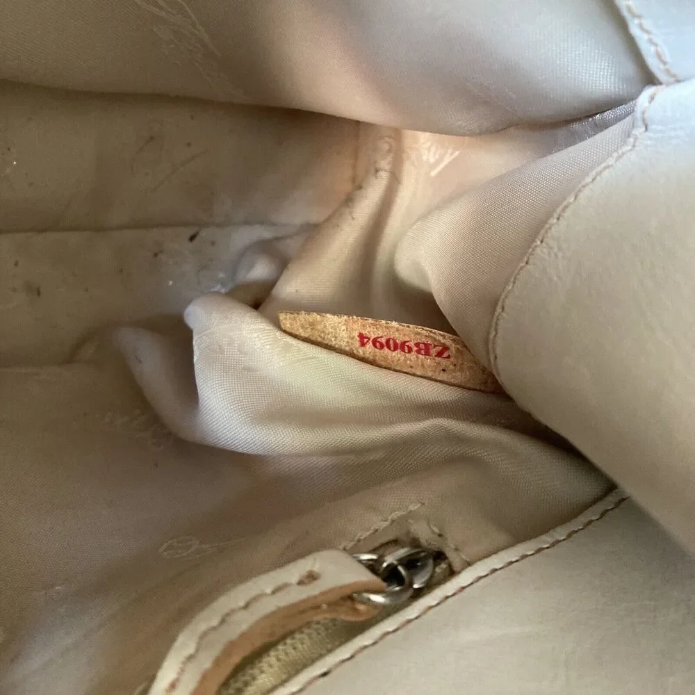 Vintage Fossil Satchel Purse Small White Leather 11x7.5